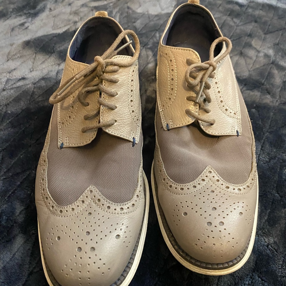 Cole Haan Tan Oxford Shoes with Brogue Detailing